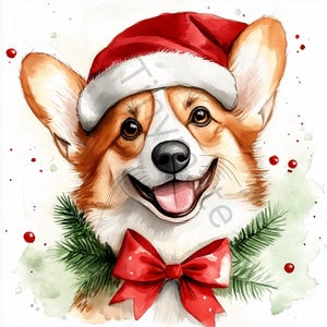 Christmas Dogs Clip Art, 10 Watercolor Holiday PNG, Junk Journaling, Scrapbooking, Card Making, Digital Download