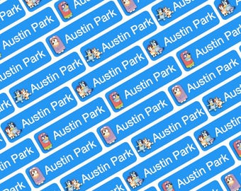 88 Pcs Bluey Waterproof Name Sticker, Daycare Label, School Supply Sticker, Personalized Gift Label, Kids Bottle Label