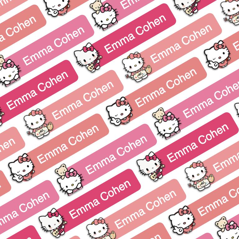 62 Pcs Kitty Waterproof Name Sticker,Daycare Label, School Supply Sticker, Personalized Gift Label, Kids Bottle Label