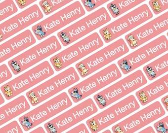 88 Pcs Bluey Waterproof Name Sticker, Daycare Label, School Supply Sticker, Personalized Gift Label, Kids Bottle Label