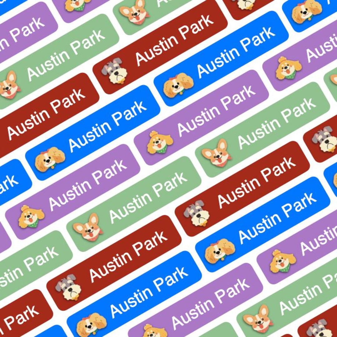 Dog Name Sticker Design 128 Pcs Dog Name Stickers, Custom School Supply Labels, Waterproof and ...