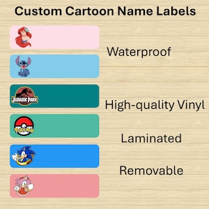 88 Pcs Custom Cartoon Name Labels, Cartoon Waterproof Name Sticker, Daycare Label, School Supply Sticker, Personalized Gift Label