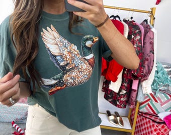 Comfort Colors Mallard T-Shirt | Rhinestone-Look Duck Graphic