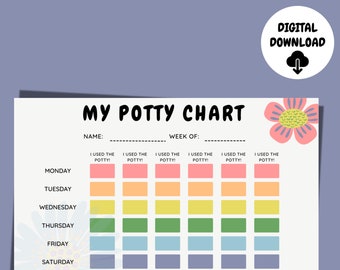 Flower Potty Chart | Toddler Routine Chart, Potty Chart for Kids, Daily Checklist, Potty Training, Reward Chart, Printable Digital Download