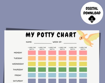 Dinosaur Potty Chart | Toddler Routine Chart, Daily Checklist, Potty Training, Reward Chart, Printable Digital Download