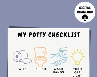 Potty Checklist for Bathroom | Toddler Routine Chart, Potty Chart for Kids, Daily Checklist, Potty Training, Printable Digital Download