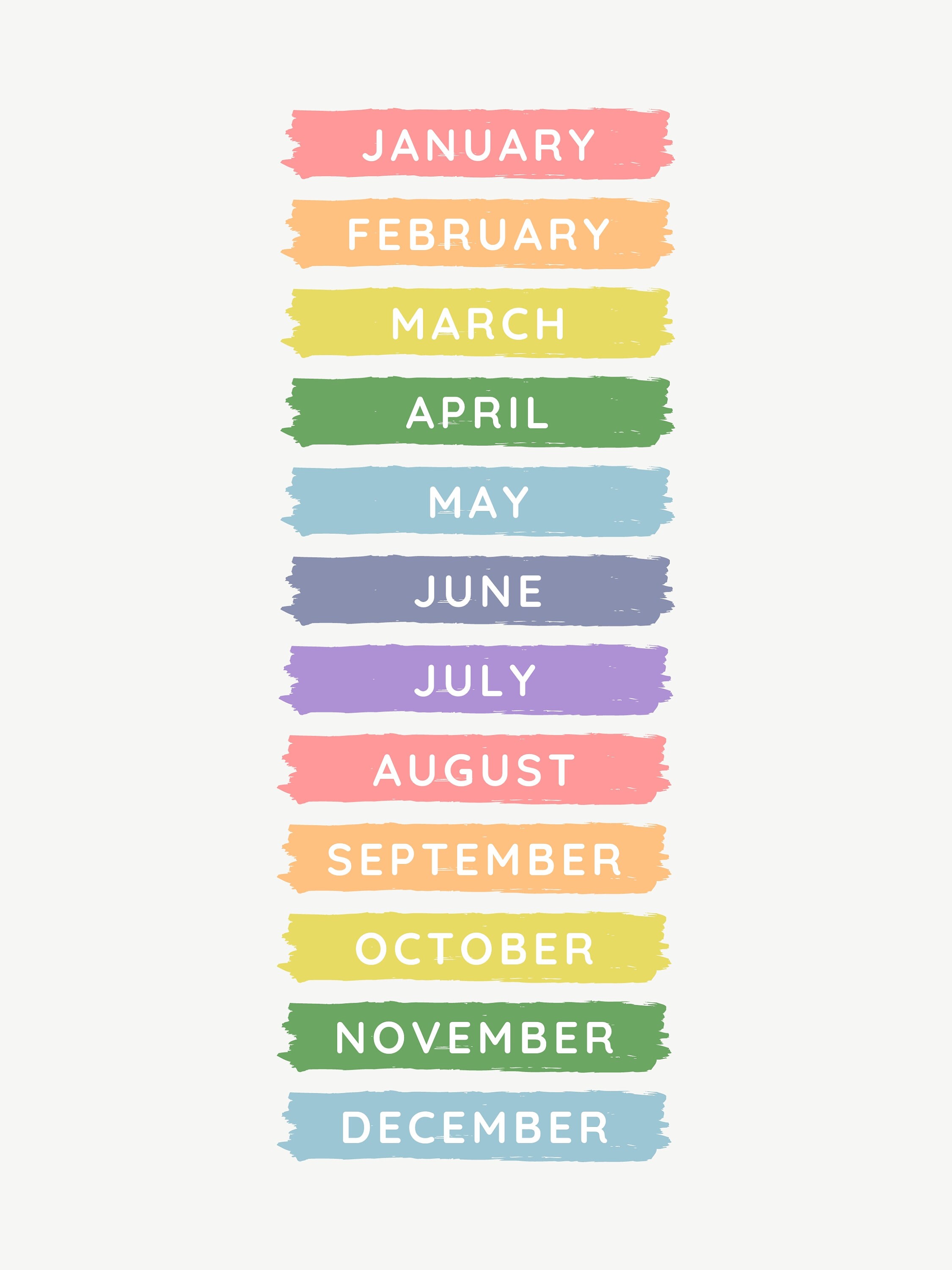 Months Poster | Printable Educational Wall Art, Rainbow Nursery Decor ...