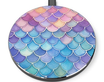 Multicolor Mermaid iPhone and Android 10W Wireless Cell Phone Charger. Free Shipping