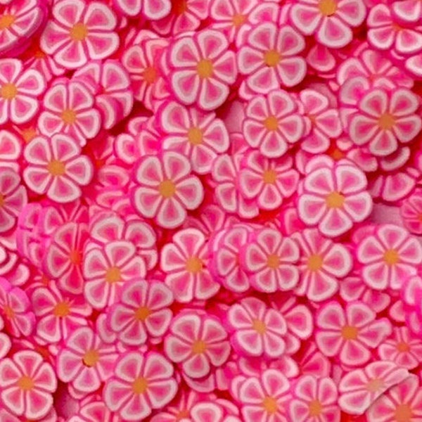 20g 5mm Pink Summer Cherry Blossom Mini Polymer Clay Slices | Decoden | Snowflake Tumblers | Slime Add Ins | Flower Polymer Clay Confetti