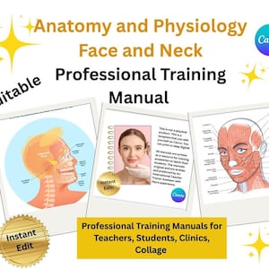 Anatomy & Physiology of the Face and Neck Training Manual Editable - Tutors/Student Class Pack .Q/A  Canva Instant Download 72 Pages