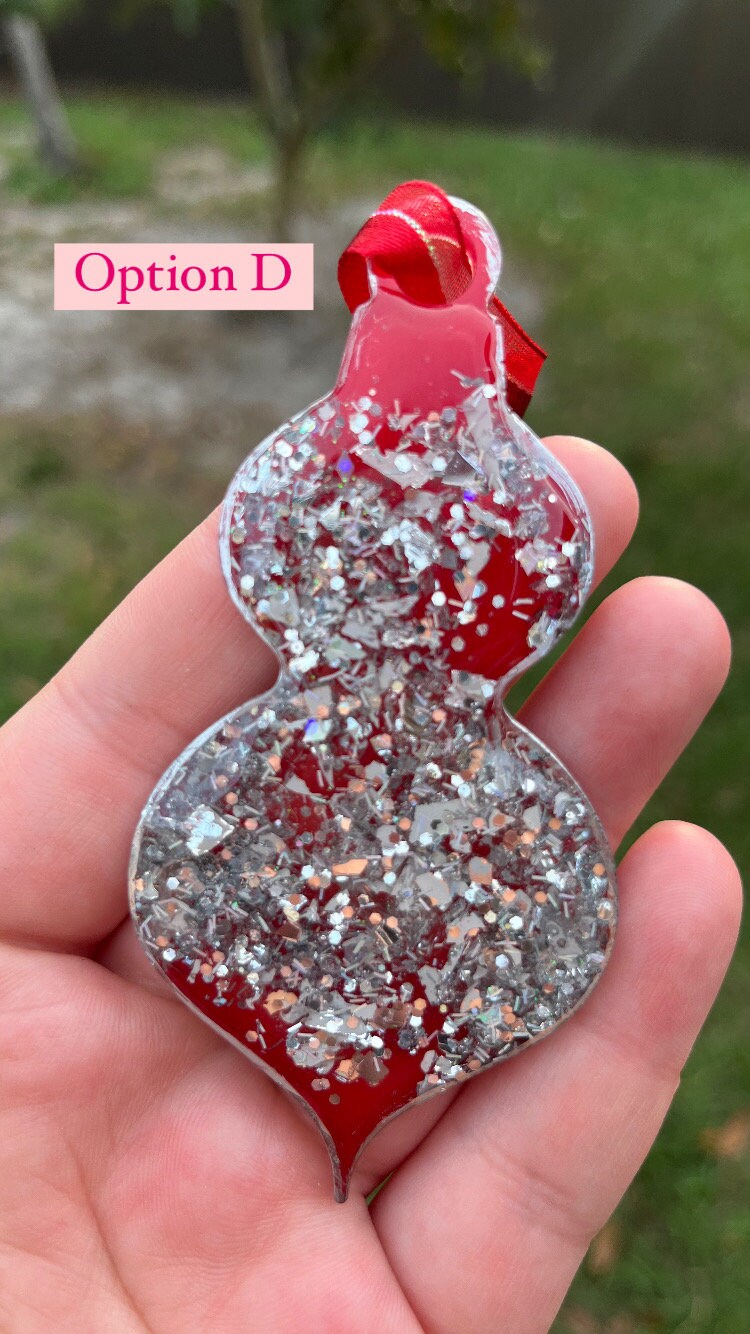 Red & Silver Glitter Ornaments Etsy