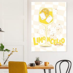 Limoncello Spritz Kunstdruck – Cocktail Poster mit Typografie | Moderne Barwagen Dekor | Ungerahmt Küchenwandkunst