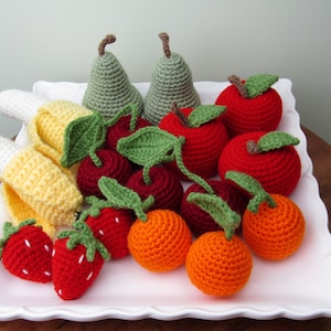 Crochet Play Food Set: Handmade Acrylic Fruit Toy for Kids