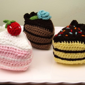 Handmade Crochet Cake Slice Plushie: Play Food for Toddler Birthday