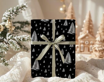 モダンなクリスマスツリー包装紙｜抽象的なホリデーギフト包装紙