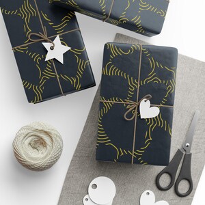 Gift Wrap Paper - Water Surface l Gold and Charcoal Wrapping Paper for All Occasions - Free US Shipping