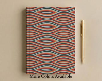 Wood Grain Hardcover Journal Abstract Organic Pattern Notebook Geometric Wave Design Lined Journal