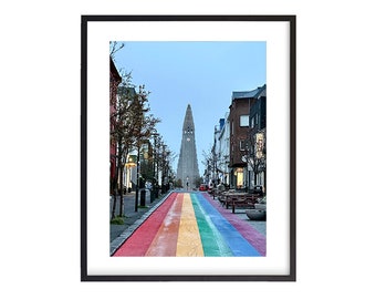 Rainbow Street in Reykjavik, Iceland, Digital Download, Wall Art, Photography