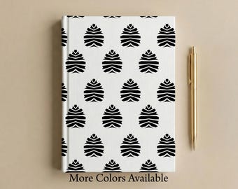 Pine Cone Pattern Journal Modern Nature Design Hardcover Matte Notebook