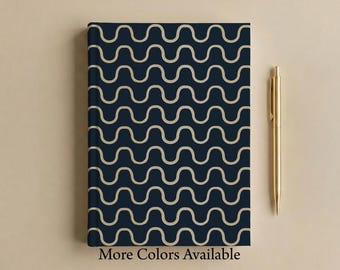 Wave Brush Stroke Hardcover Journal, Modern Abstract Matte Notebook