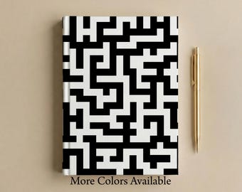 Geometric Block Hardcover Journal Abstract Tile Pattern Notebook Retro Puzzle Inspired Lined Journal