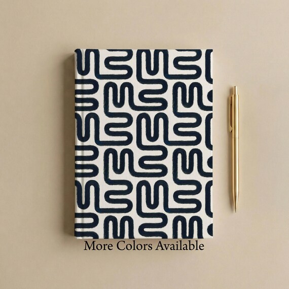 Winding Roads Hardcover Journal, Modern Abstract Matte Notebook