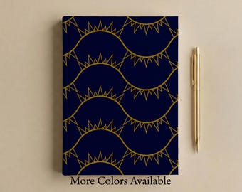 Spikewave Hardcover Matte Lined Journal Modern Geometric Pattern Notebook Abstract Wave Minimalist Design