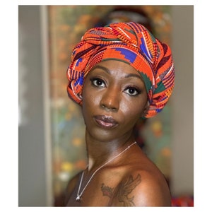 SecuredWraps (60” Kente). 4-way Stretch, Breathable, Soft and Easy to Style!