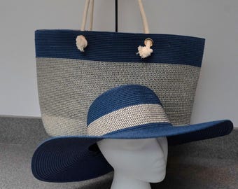 Matching Beach Bag and Sun Hat Set, Boho Summer Tote Bag  display picture 2