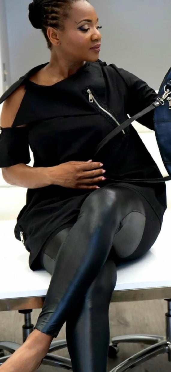 黒のハイウエストストレッチレギンス - Etsy 日本