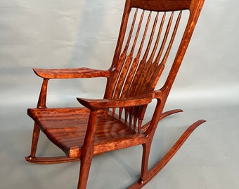 Sculpted Rocking Chair in Waterfall Bubinga