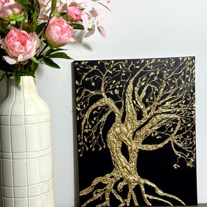 Bas Relief, Heavy Texture Painting, Custom Canvas Wall Art Tree Sculpture, Plaster Wall Art, 3d plaster, 3D Textured Painting, Palette Knife
