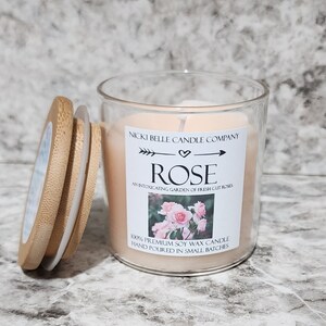 7oz Rose Scented Soy Candle, Glass Jar Candle, Homemade, Hand poured, aroma, Soy wax