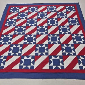 Handmade Stars of Victory-III Cotton Patchwork quilt top/topper 86x86"