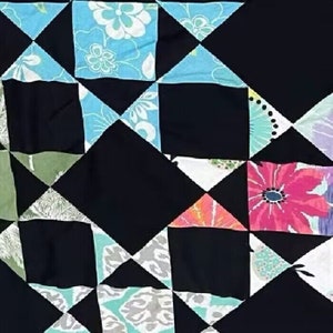 Handmade Eight Pointed Star Cotton Sewing Patchwork Queen size quilt top/topper image 4