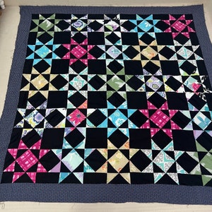 Handmade Eight Pointed Star Cotton Sewing Patchwork Queen size quilt top/topper