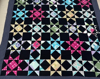 Handmade Eight Pointed Star Cotton Sewing Patchwork Queen size quilt top/topper