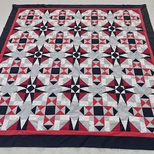 Handmade Indigo Way Cotton Fabric Queen Size Patchwork quilt top/topper 86x86"