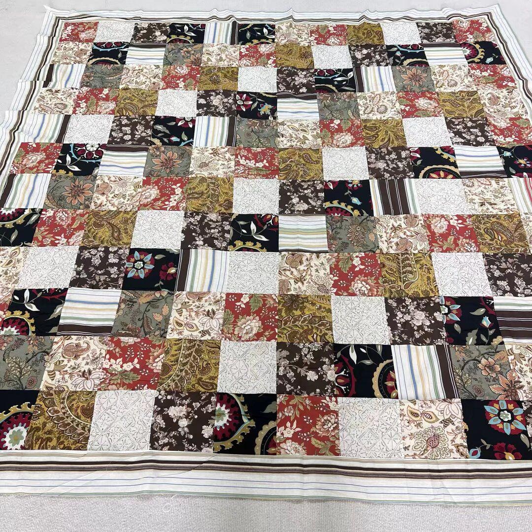 Handmade Floral Scrappy Cotton Fabric Patchwork Quilt Top/topper 86x86 ...
