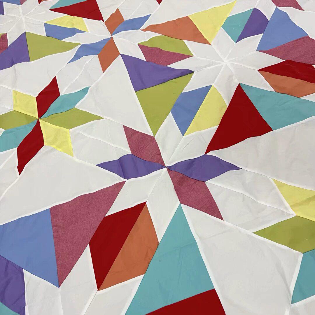 Topper Matelassé Fait Main – Coton Patchwork étoiles – Taille Queen 86x86 – NEUF