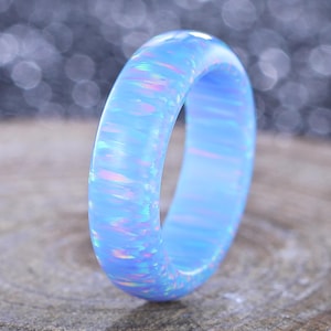 Unique Lavender Purple Opal Engagement Band Purple Fire Opal Wedding Ring Anniversary Gift Women Birthstone Ring Promise Bridal Ring Custom