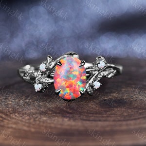 Natural Black Opal Ring Sterling silver Colorful opal Fire Opal Ring Black Fire Opal Ring Oval Black Opal Ring- October Birthstone Ring