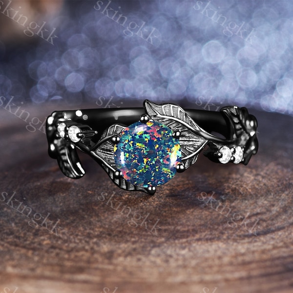 Handmade Black Opal Ring – October Birthstone, Sterling Silver