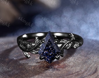 Kite Blue Sandstone Ring, Matching Promise Rings, Sterling Silver