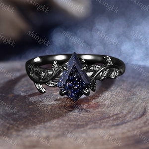 Orion Nebula Ring,Matching Promise Rings for Couples,Kite gemstone,Blue Sandstone Rings Engagement Ring Anniversary Gift,Gifts for Her