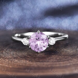 Vintage Round Lavender Amethyst Engagement Ring Unique  Promise Ring For Her Gemstone Branch Nature Inspired Ring Personalized Gifts