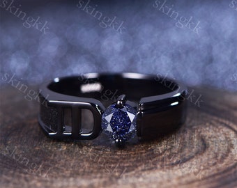 Blue Sandstone Ring, Sterling Silver Matching Promise Rings