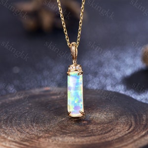 Opal Necklace, White Opal Necklace, Opal Gold Necklace, Opal