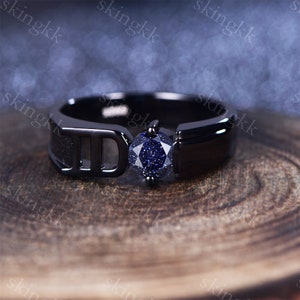 Orion Nebula Ring,Matching Promise Rings for Couples,Round gemstone,Blue Sandstone Rings Engagement Ring Anniversary Gift,Gifts for Her