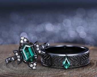 Ensemble de bagues pour couple assorties faites main, cadeau d'anniversaire